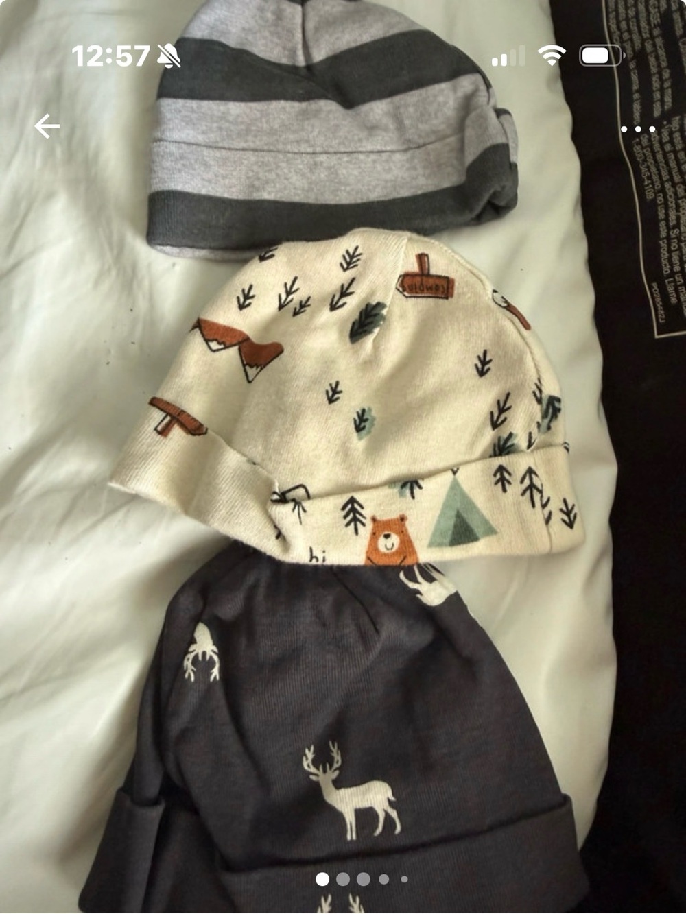 Gerber Baby Woodland Hat Trio - Cream, Gray, Dark Gray